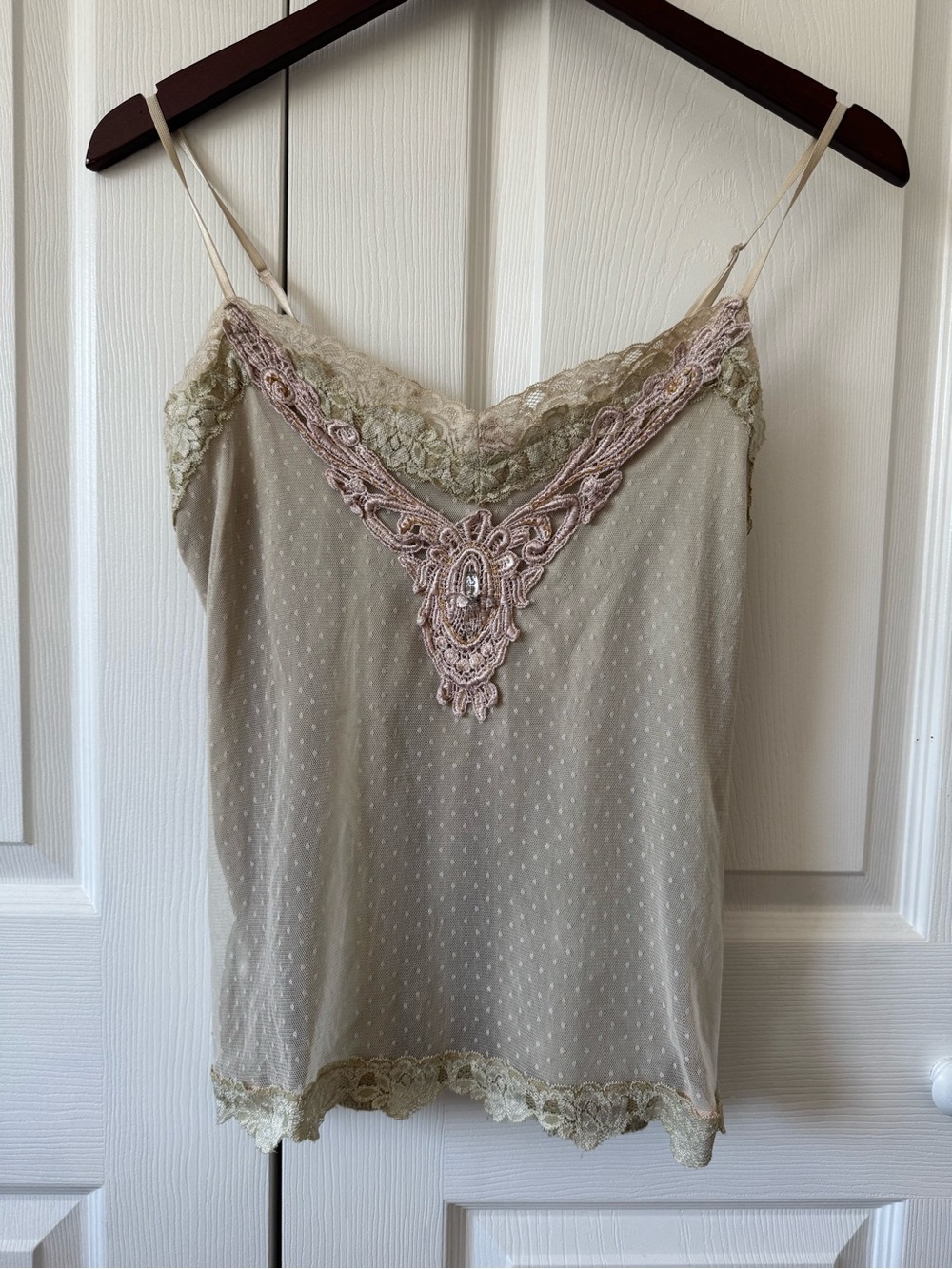 Y2K Lace Beaded Camisole Top